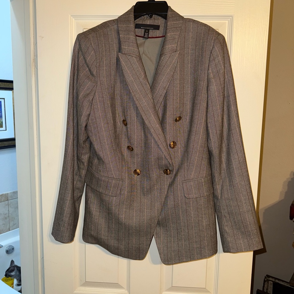 White House Black Market Gray Pinstripe Blazer